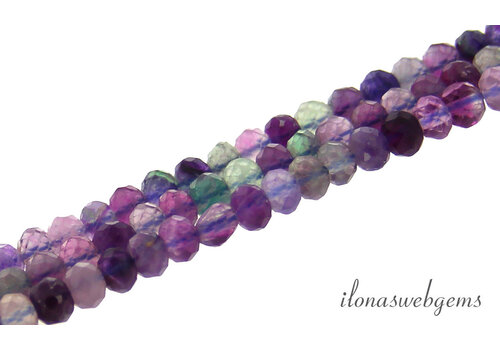 Fluorite beads faceted roundel approx. 6x4mm