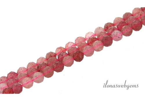 strawberry quartz beads faceted approx. 6mm