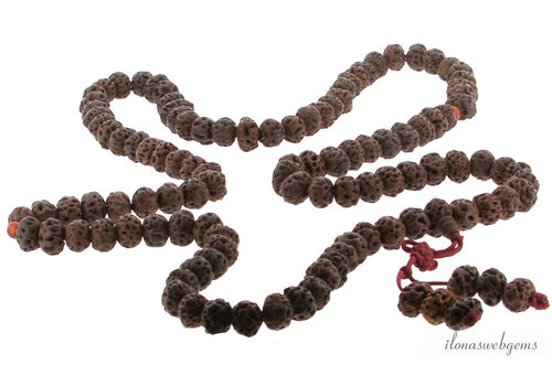 Rudraksha kralen rondel ca. 12x8mm