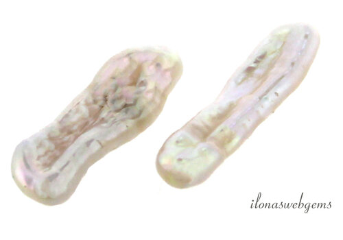 1 Pair of Biwa pearls approx. 17x5x3mm AA quality