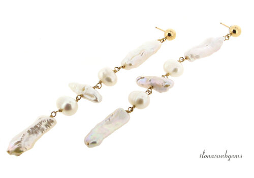 Biwa parel oorbellen 14/20-Gold filled