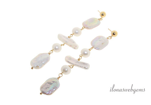 Biwa pearl earrings 14/20 Gold filled