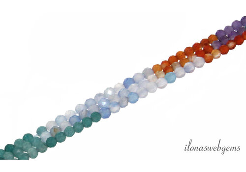 Edelsteen mix facet rond ca. 2mm