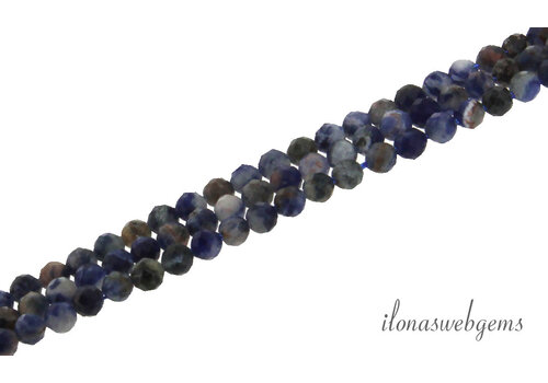 Sodaliet kralen blauw facet rond ca. 3mm
