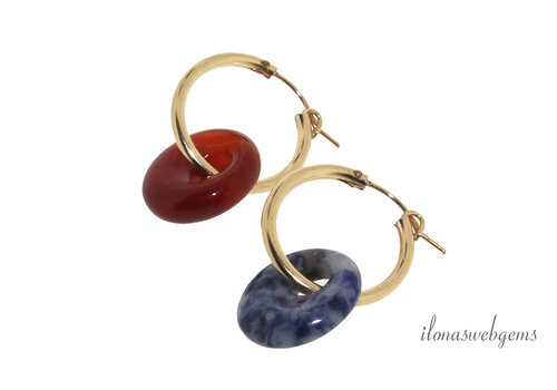 14k/20 Gold filled hoop earrings with Gemstone donut