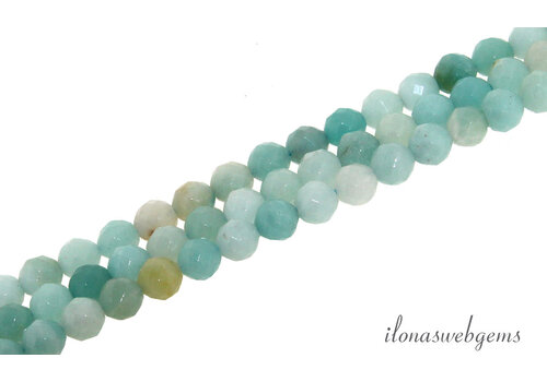 Amazonite beads faceted round approx. 6mm