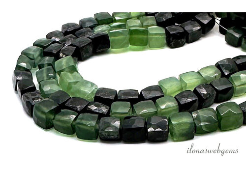 Aventurine beads faceted cube approx. 6.5mm