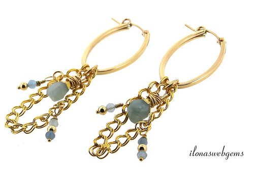 14/20 Goldfilled Creolen met Aquamarijn