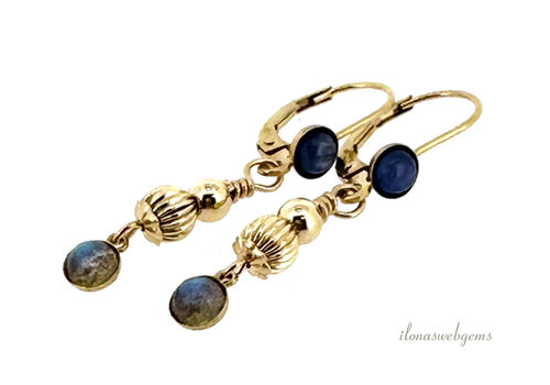 14/20 Goldfilled earwires with Kyanite and Labradorite cabochon