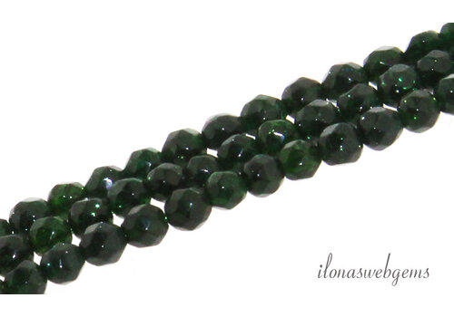 Green Goldstone beads facet round approx. 3mm