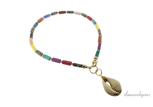 Necklace Gemstone mix with Goldfilled and DQ shell