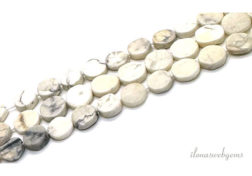 Howlith-Perlen, weiße Münzen, ca. 6 mm