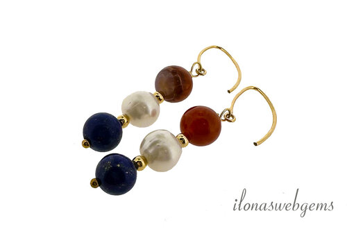 14k/20 Goldfilled red white blue earrings