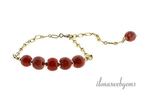 14k/20 Goldfilled link bracelet with Coral