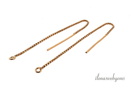 1 Paar Rosé Vermeil doortrek oorhangers met gesloten oogje