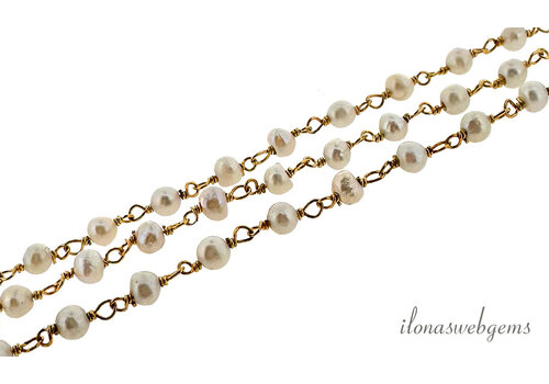 10cm Vermeil ketting met Zoetwaterparel