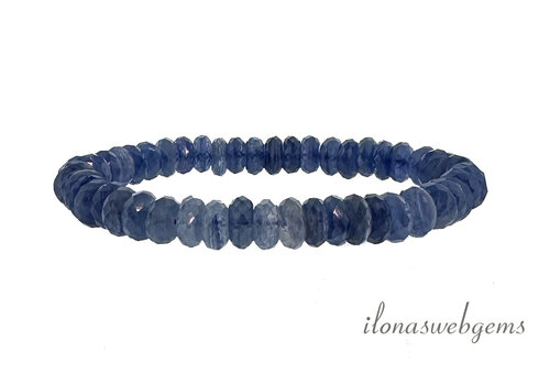 Kyanite bracelet faceted roundel approx. 8x4mm A quality