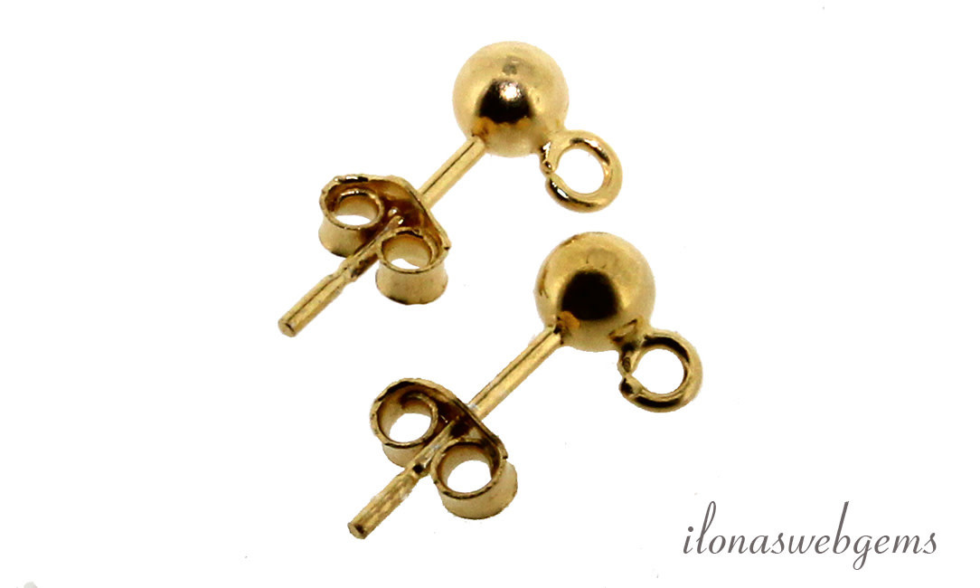 1 paar Vermeil oorknopjes bloem - Ilona's Silver & Gemstones