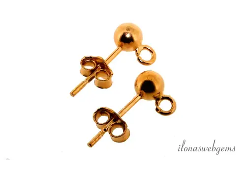 1 Paar Rosé Vermeil oorknopjes ca. 3mm