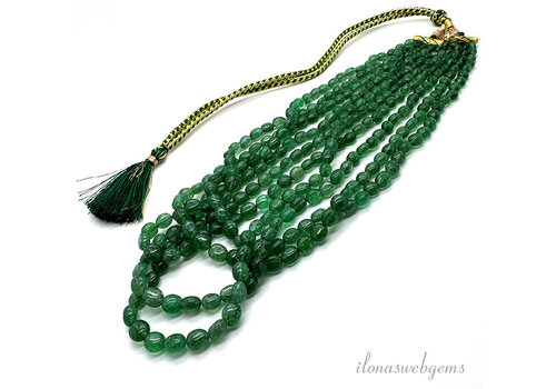 Grüner Erdbeerquarz-Halsband, 5 Stränge