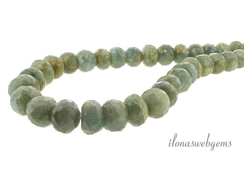 Aquamarinperlen, facettiert, rund, ca. 15 x 11 mm