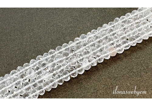 Rock crystal beads faceted roundel approx. 7x4mm