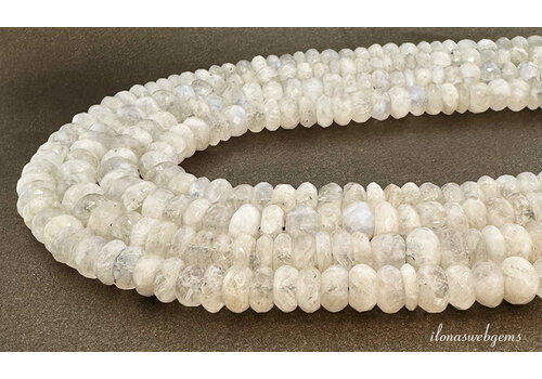 Rainbow Moonstone beads faceted roundel approx. 6x4mm