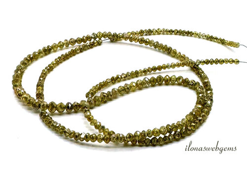 Diamant kralen facet rondel groen op-en-aflopend ca. 3x2,5mm 2x1.5mm