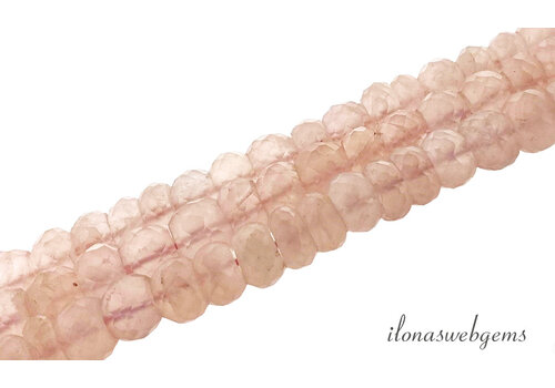 Rose quartz beads facet roundel approx. 9x5mm