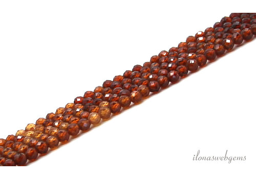 Hessonit-Perlen mit schattierter Facette, rund, ca. 3 mm