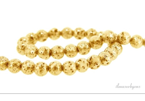 Lavasteinperlen gold rund ca. 8-9mm