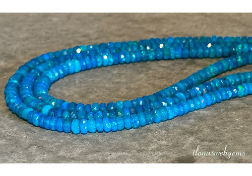 Edelopaal kralen blauw facet rondel op-en-aflopend ca. 5x3mm tot 4x2mm