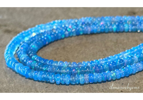 Precious opal beads blue rondel ascending and descending approx. 4.5x2mm to 3.5x1mm