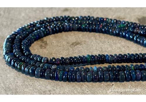 Black precious opal roundel beads approx. 5x3mm