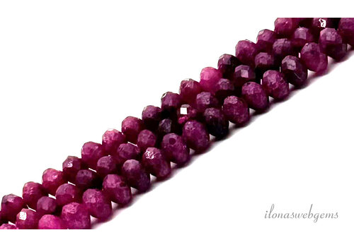 Robijn kralen facet rondel ca. 4x3mm