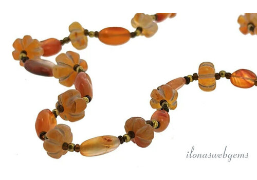 Cornelian/Agate beads approx. 11x8mm to 13x9mm Silk Road