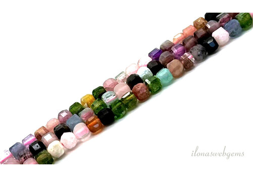 Gemstone mix facet cube approx. 3x3mm