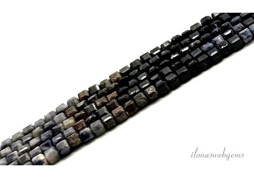 Saffier kralen facet kubus shaded ca. 3x3mm