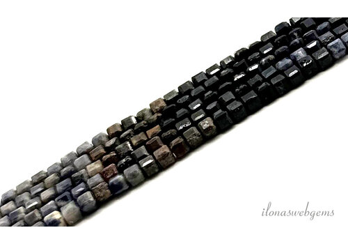 Sapphire beads facet cube shaded approx. 3x3mm