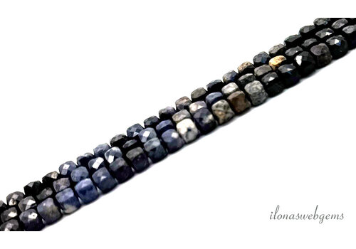 Sapphire beads facet cube shaded approx. 2x2mm