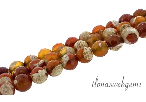 Rode Vuuragaat kralen facet rond ca. 10mm