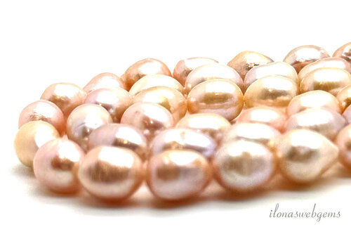 Zoetwaterparels zalm ca. 10x8mm  (2) Leuke B kwaliteit