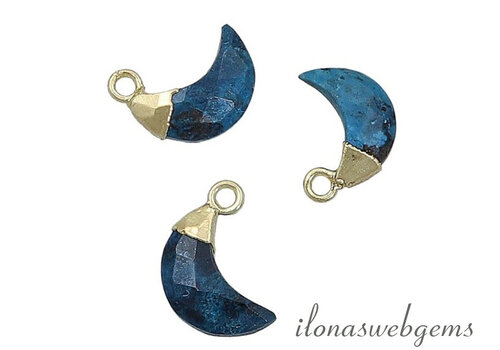 Minimalist Vermeil Chrysocolla pendant moon facet approx. 13x7x4mm