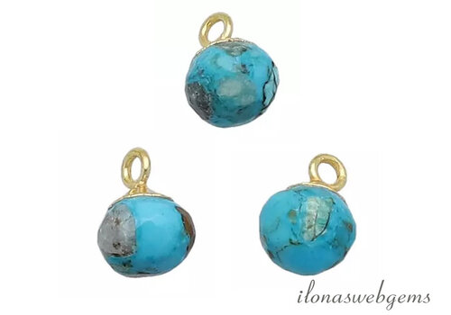 Minimalist Vermeil Turquoise pendant round facet approx. 9x6mm