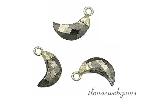 Minimalist Vermeil Pyrite pendant moon facet approx. 13x7x4mm
