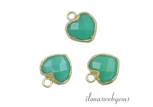 Minimalistischer Vermeil Chalcedon Anhänger Herz ca. 12 x 10 x 4 mm