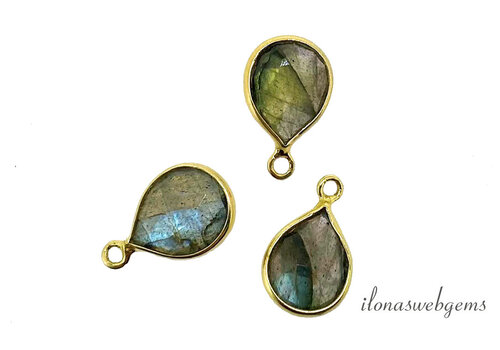 Minimalist Vermeil Labradorite pendant droplet approx. 13x8mm