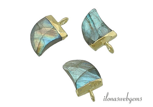 Minimalistisch Vermeil Labradoriet hanger facet ca. 14x8mm