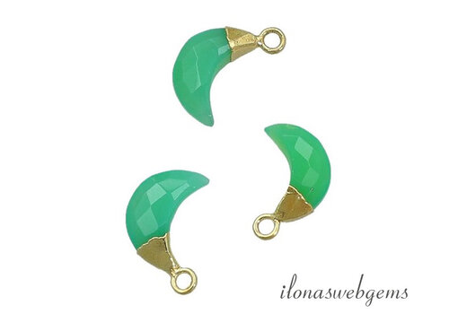 Minimalistischer Vermeil Chalcedon Anhänger Mondfacette ca. 13x7x4mm