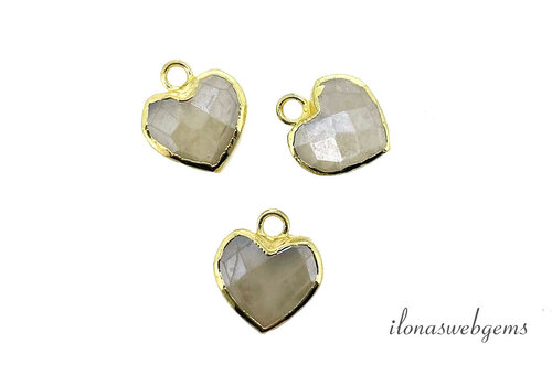 Minimalistischer Vermeil Mystic Moonstone Anhänger Herz ca. 12 x 10 x 4 mm